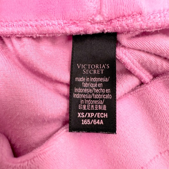 Victorias Secret Pink Velour‎ Jogger Sweatpants Embroidered V Logo Drawstring - Picture 3 of 5